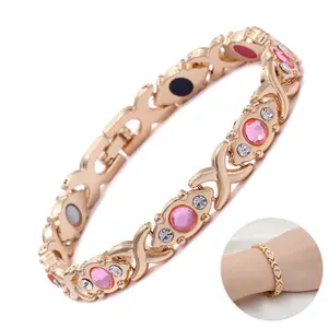 LZDJTQ Energy magnet bracelet, eco-friendly alloy with diamonds, adjustable ladies' wristband，Valentine's Day gift, 2026 gift