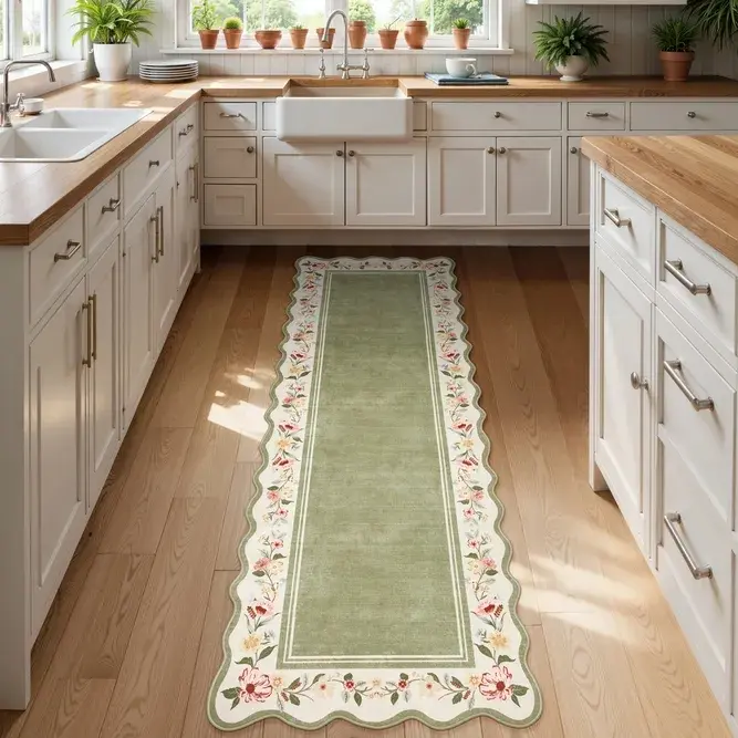 Lahome Floral Runner Rug Machine Washable Non Slip Vintage Hallway Rug, Soft Low Pile Thin Foldable Carpet for Entryway, Kitchen, Corridor and Laundry Room, Multi Color