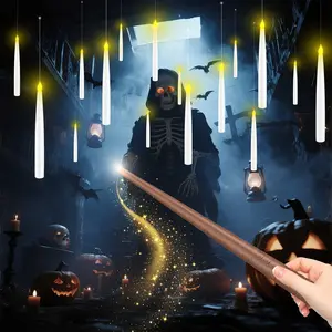 Enchanted Floating Candles with Magic Remote! 12-Pack of 6.6" Battery Operated LED Candles for Spellbinding Window & Hanging Decor. No Flames, All Magic!