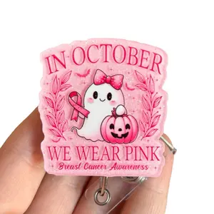 Glitter My Badge Halloween breast cancer nurse badge reel for nurse and hospital workers. Badge clip Badge pull - Retractable swivel clip with a 360 rotation. Great gift for coworker.
