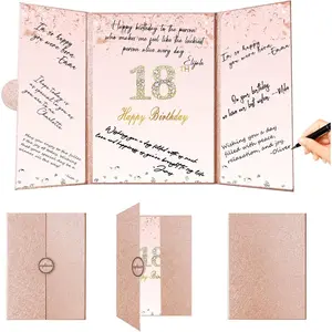 Rose Gold 18th Birthday Decorations, Creative 18th Birthday Guest Book Alternative, Large 18th Birthday Signature Book 12" x 18", Great 18 Years Old Birthday Gifts for Girls
