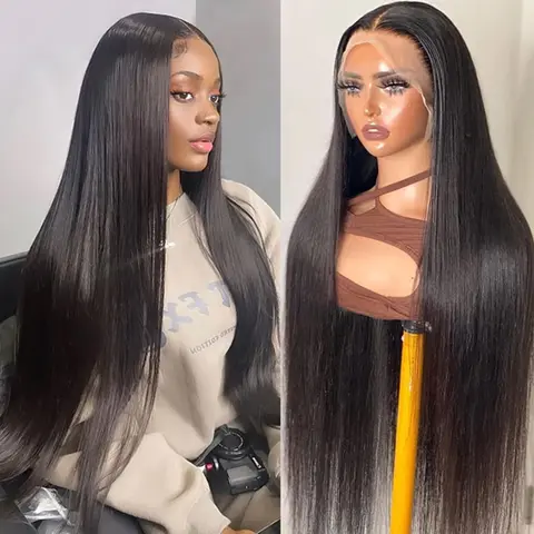 30 Inch 13x6 Lace Front Wigs Human Hair 180 Density 13x6 HD Transparent Lace Front Wigs Human Hair Pre Plucked Straight Human Hair Wig With Baby Hair For Women