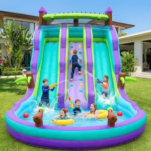 21FT Inflatable Water Slide for Kids,Large Water Park with Splash Pool,Dual Waterslide for Backyard Outdoor Party,Includes 650W Blower,Stakes,Storage Bag,Patches,Water Pipe