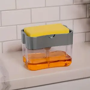 1 soap pump dispenser and sponge holder, gray, black, white, for bathroom and kitchen sinks, no sponge,