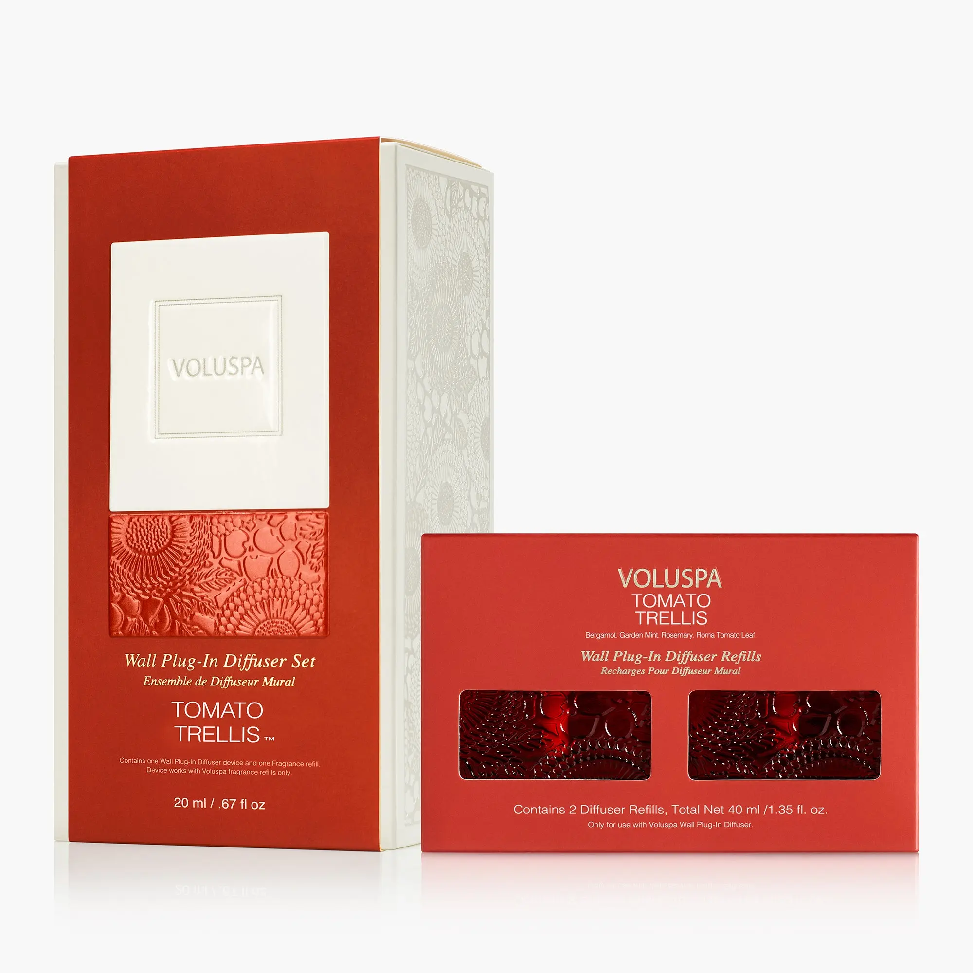 VOLUSPA Indoor Wall Tomato Trellis Ambient Aroma Diffusion Set Bundle - Wall Plug-In Starter Kit + 2 Refills