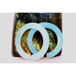 Opalite Hoops – Pair of Polished Glass Ear Weights for Stretched Ears