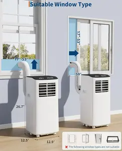 8,000 BTU Portable Air Conditioner, 4-in-1 Air Conditioner Portable with Cool, Fan, Dehumidifier, Sleep, 24H Timer Up to 350 Sq.ft, Includes Window Kit & Remote – Ideal for Home, Office, Garage