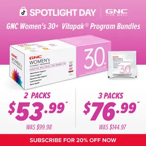 GNC 2-Box Bundle: GNC Women's 30+ Vitapak, 5-in-1, 30 Count Multivitamin for Stress & Bone Support, Skin Support, Healthcare, Edible Dietary Supplement, Jumpstart