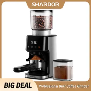 SHARDOR Anti-static Conical Burr Coffee Grinder for Espresso, 51 Precise Settings Coffee Bean Grinder with Timer Touchscreen Electric Adjustable, Brushed Stainless Steel. Grinding