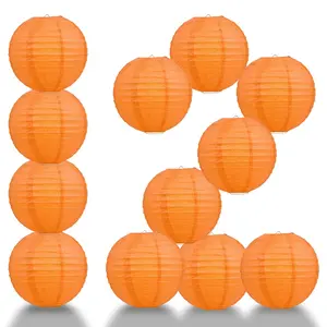 12-Pack 20 Inch Persimmon Orange Parallel Ribbing Round Paper Lantern
