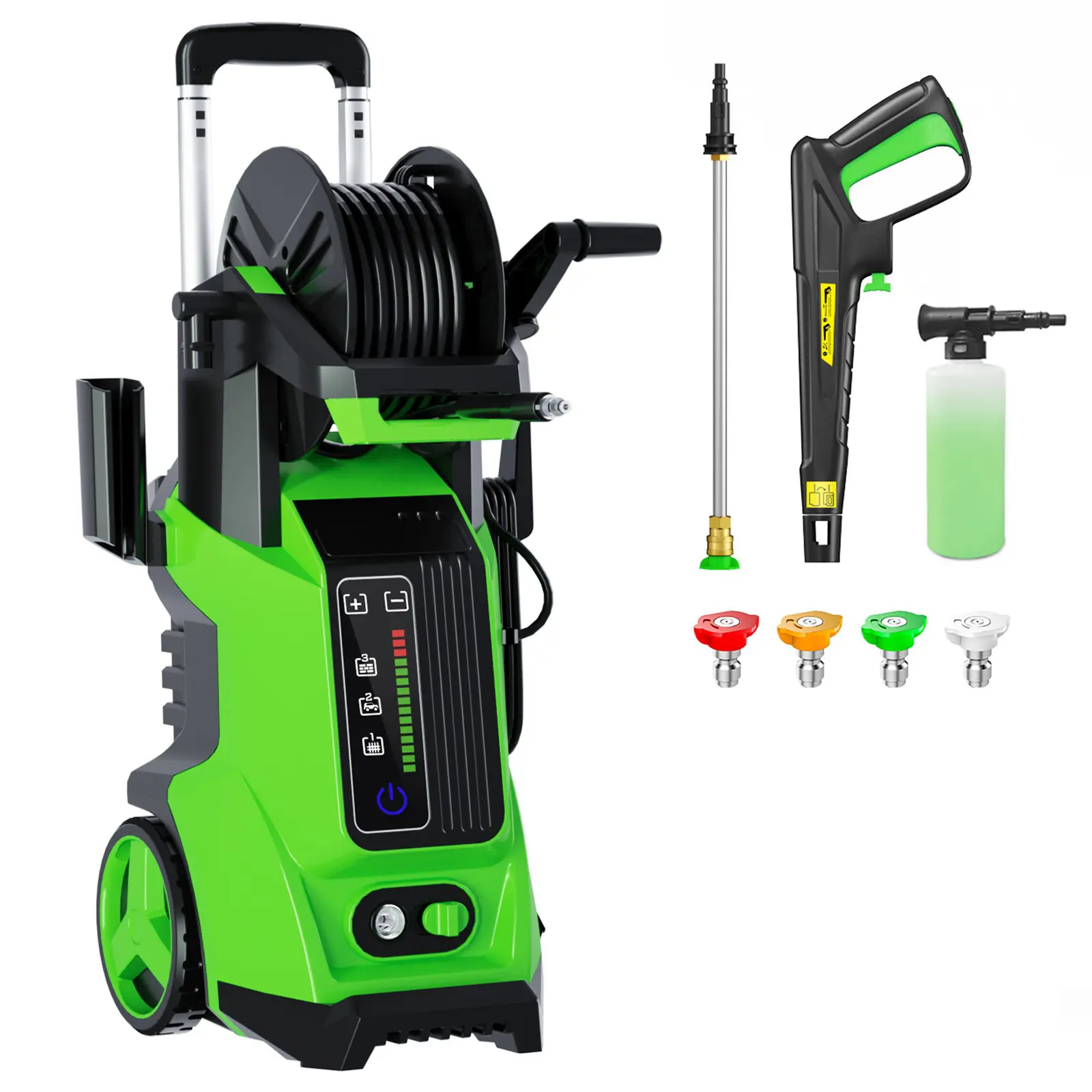 4500 PSI MAX 4.0GPM Electric Pressure Washer with 15-Level Adjustable Touch Screen, Multi-Functional Jet Design, Ergonomic Handle, Full Accessories for Car, Patio, Window, Garage, Fence, Deck Cleaning