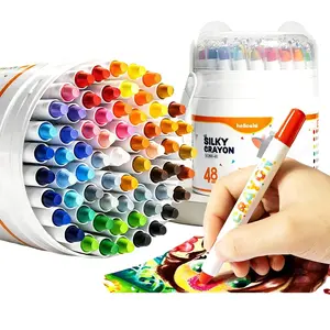 Jumbo Silky Crayons for Toddlers 1-3, Kids Crayons for Ages 2-4 4-8, Easy Grip Twistable, Non-Toxic Washable No Mess,48 colors options, Kids Art Supplies, Creative Stationery, Birthday Gifts Children's Day