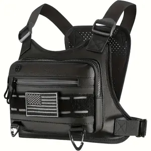 Men's Lightweight Vest-Style Motorcycle Protective Chest Bag - Multifunctional, with Built-in Phone Pocket and Extra Space, for Training, Cycling