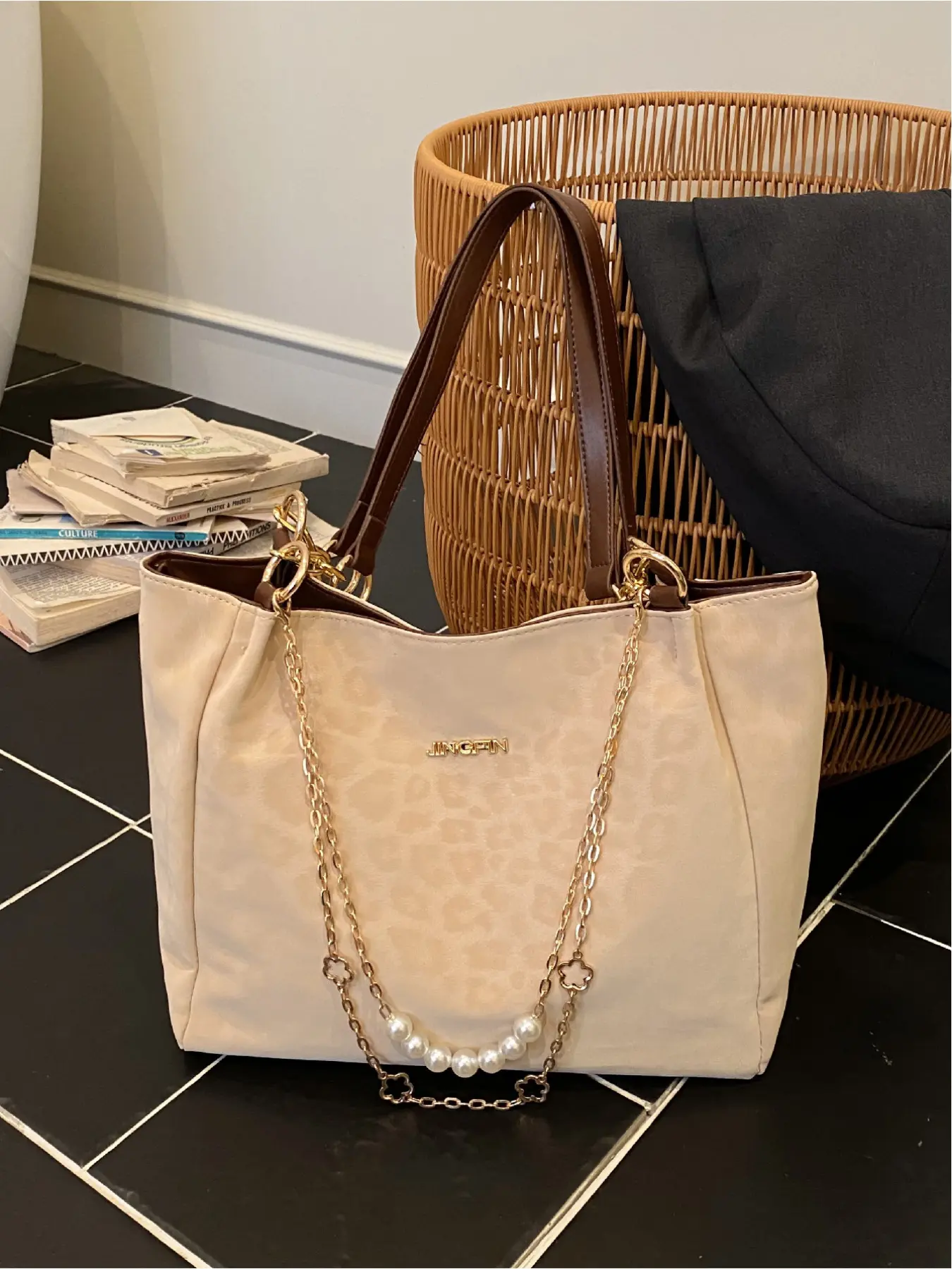 Vintage Leopard Print Large Capacity Tote Bag, Casual Simple Women's Shoulder Bag, Perfect for Outdoors, Stylish and Versatile, Handbag Shoulder Purse, Fashionable Bags