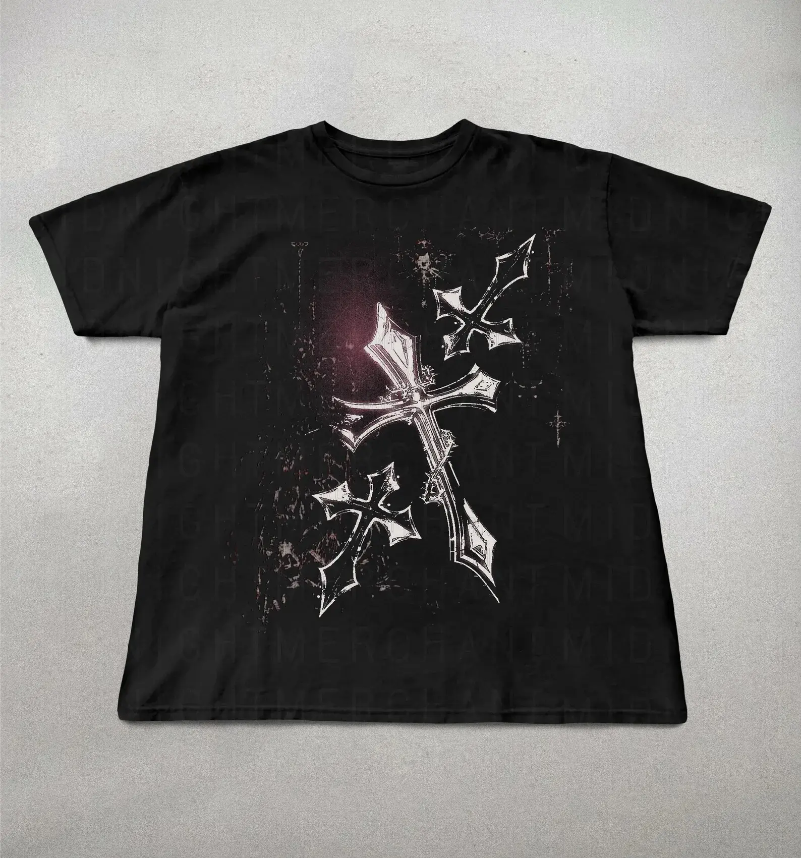 Gothic Cross Graphic Tee Y2K Grunge Opium Shirt Vintage Punk Heavyweight Cotton Streetwear T-Shirt Dark Aesthetic Cyber Goth Oversized Tee Gift for Men Women