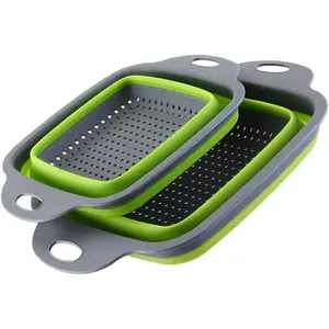 “2-Pack Collapsible Colanders with Handles, Folding Strainers for Draining Pasta, Fruits, and Vegetables”