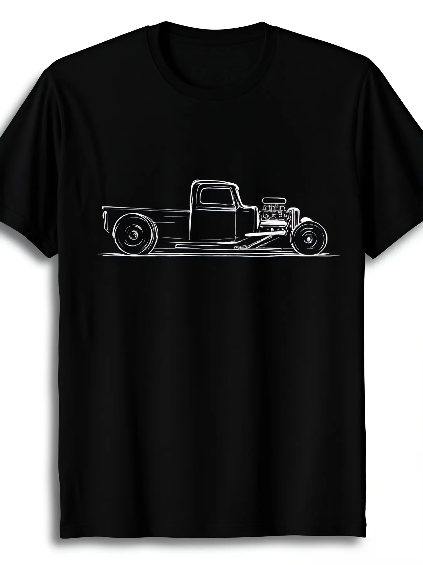 Rust Bucket Outline Rat Rod Hot Rod Steampunk T-Sh unisex soft cotton short sleeve t shirt, vintage graphic casual tee for men women teens, perfect birthday holiday gift for camping travel gym daily street  wear