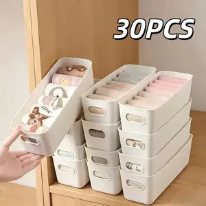 30 Pack Durable Stackable Plastic Storage Bins with Handles, Multilayer Storage, Multi-Functional Organizer Containers Boxes. Dual Design of Drawer Style & Open Storage. Stackable, Load-Bearing, Space-Saving. Ideal for Home, Office, Dorm