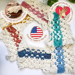 Macrame Color Block Rug for Mugs, Plat Pots, Candles etc