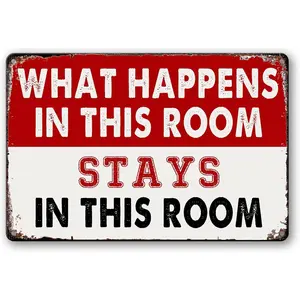 What Happens In This Room Stays In This Room Funny Metal Tin Sign 8 X 12 In