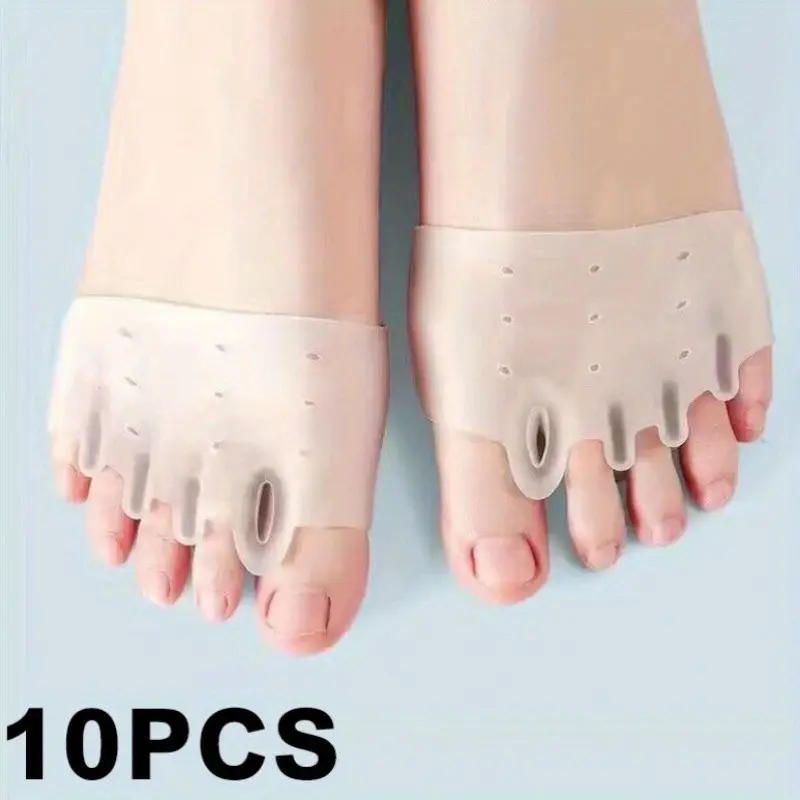 10pcs Silicone Toe Separators & Toe Spacers, Five-Finger Forefoot Pads, 5-Hole Forefoot Cushions, Foot Care, Perfect Halloween & Christmas Gift