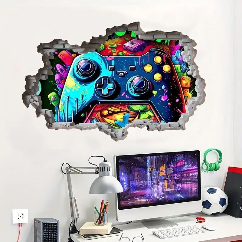 One Piece 3D Game Decorative Wall Sticker, Vinyl Decal, Wall Decals, Gamer Controller Game Peel & Stick Wall Art Decal, Perfect for Teen Boys Bedroom Gaming Room Decor, Wall Art Stickers, Sticker Decorations