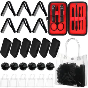 6 Sets Baby Shower Game Prizes for Winners Men Manicure Set Clear Tote Bag Beard Comb Black Bath Sponges Beer Bottle Openers 3-in-1 Micro Screwdrivers Party Gifts for Guests Groomsmen Party