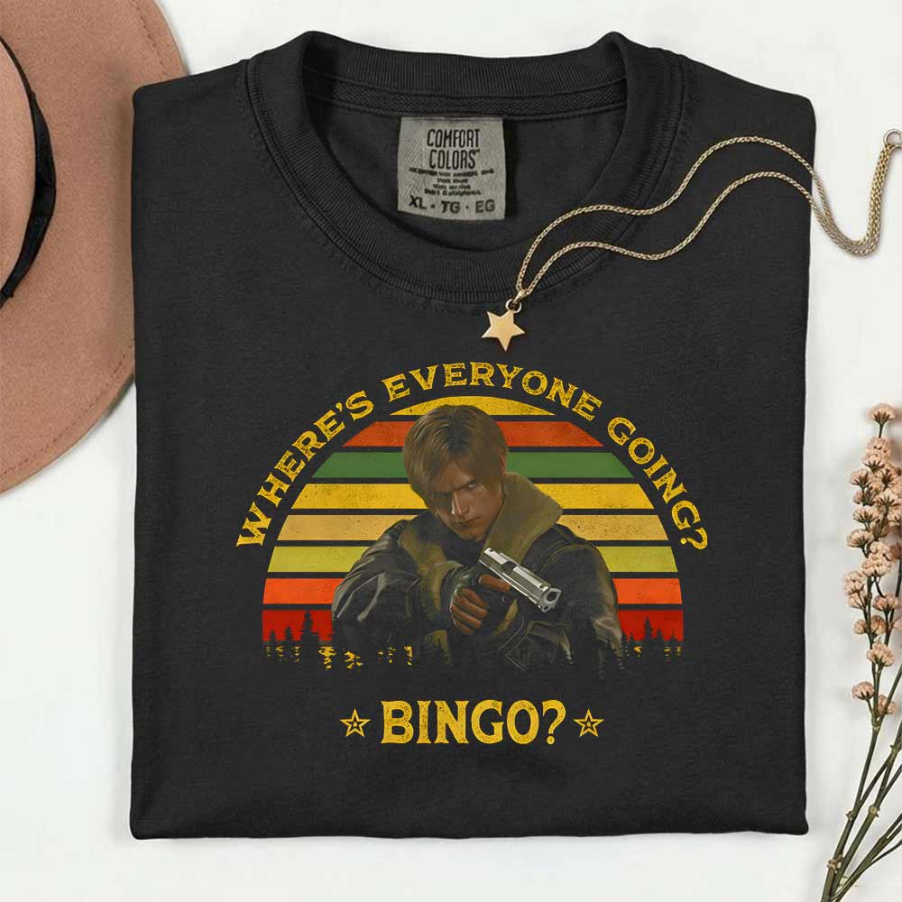 Resident Evil Leon Kennedy Bingo T-Shirt, Retro Graphic tee for friend, fans shirt - scs17401