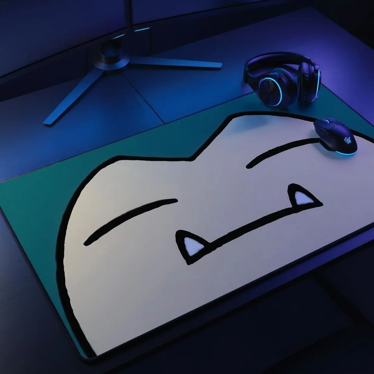 Cute Sleepy Snorlax Monster Mouse Pad, Kawaii Cartoon Desk Mat, Minimalist Gaming Mouse Pad, Cozy Aesthetic XXL Desk Mat, Cute Gamer Gift Percy