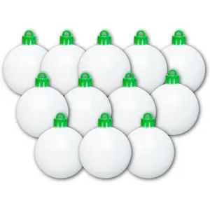 Christmas Tree Ornament Decorating 12 Count Refill Kit - White Ball Ornaments Compatible with Tree and Gift Box Ornament Decorators - Ages 3 and Up