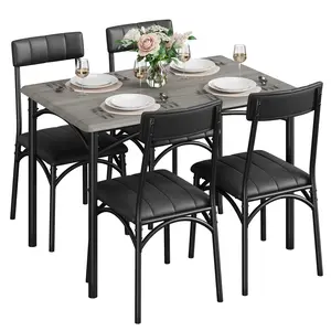 Kitchen Table and Chairs Dining Table and Chairs for 4 Persons Rectangular Dining Table with 4 Upholstered Chairs for Living Room, Apartment Dining Table for 4 Persons