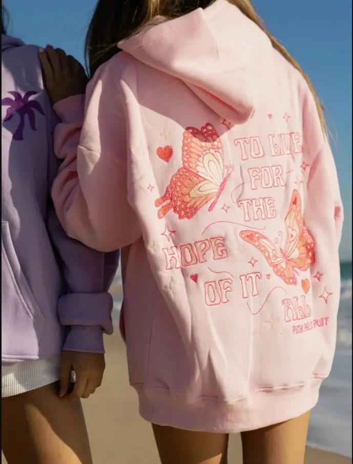 #Pink Palm Puff To Live For the Hope of it All Pink Hoodie - Creativteeshop