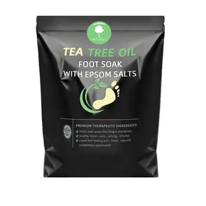 Tea Tree Oil Foot Soak with Epsom Salt,Foot Massage Salt,Remove Dead Skin ,Foot Spa Bath Toenail Repair Athletes Foot Calluses Sore Feet Relieves Foot Odor and Ttchiness Nail Discoloration 9 OZ golden jojoba