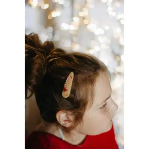Christmas Crochet Trim Snap Hair Clips, Hair barrettes for kids