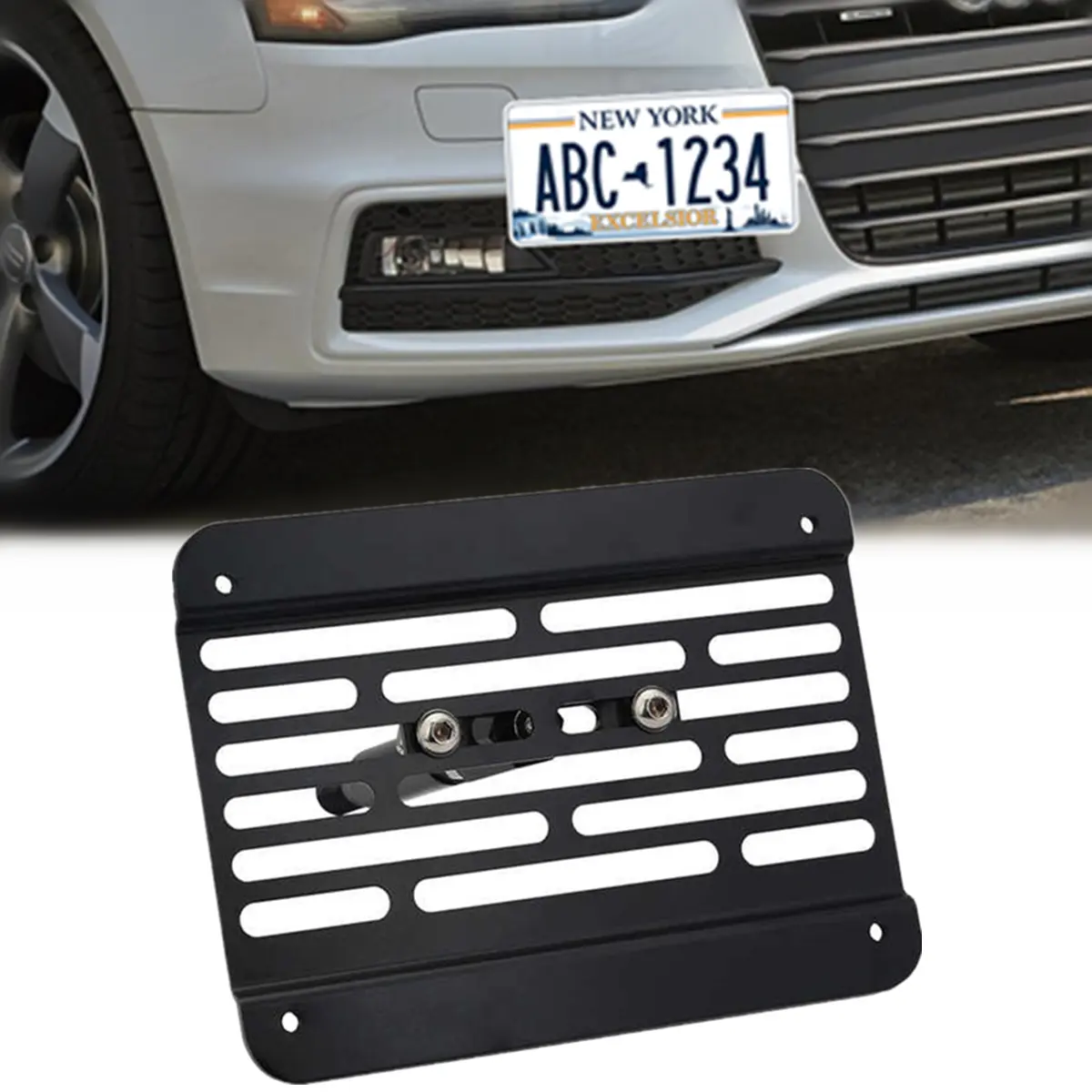 Front Bumper Tow Hook License Plate Mount Relocator Bracket fit for Audi A4 S4 RS4 B8 08-16, A5 S5 RS5 08-15, A7 S7 RS7, Q5 09-17, TT 15-18, Allroad 13-18 Stainless Steel No Drill Holder