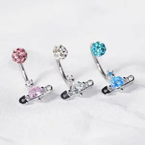 Safety Pin Lip Ring, Sparkly Shamballa Style, Eye-Catching Jewelry