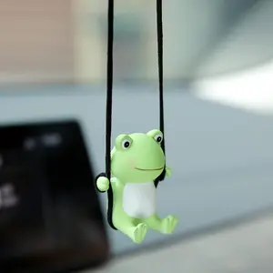 Cute Swinging Frog  Rear View Mirror Hanging Accessories Funny  Interior Decor Gifts for Women Men (Frog)