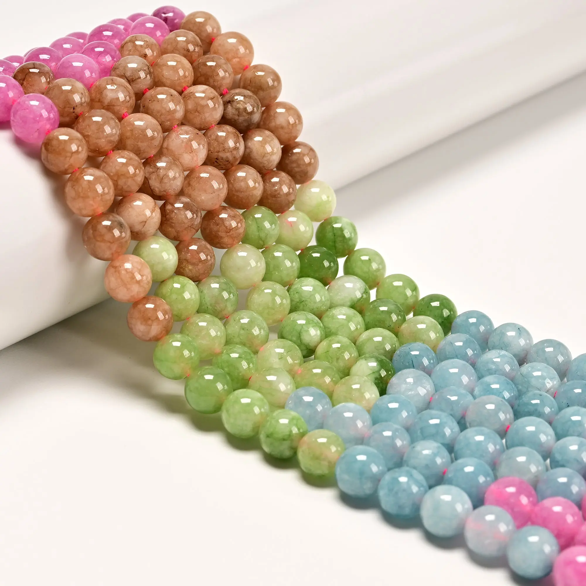 Gradient Multicolor Dyed Jade Smooth Round Beads Size 8mm 14.5" Strand