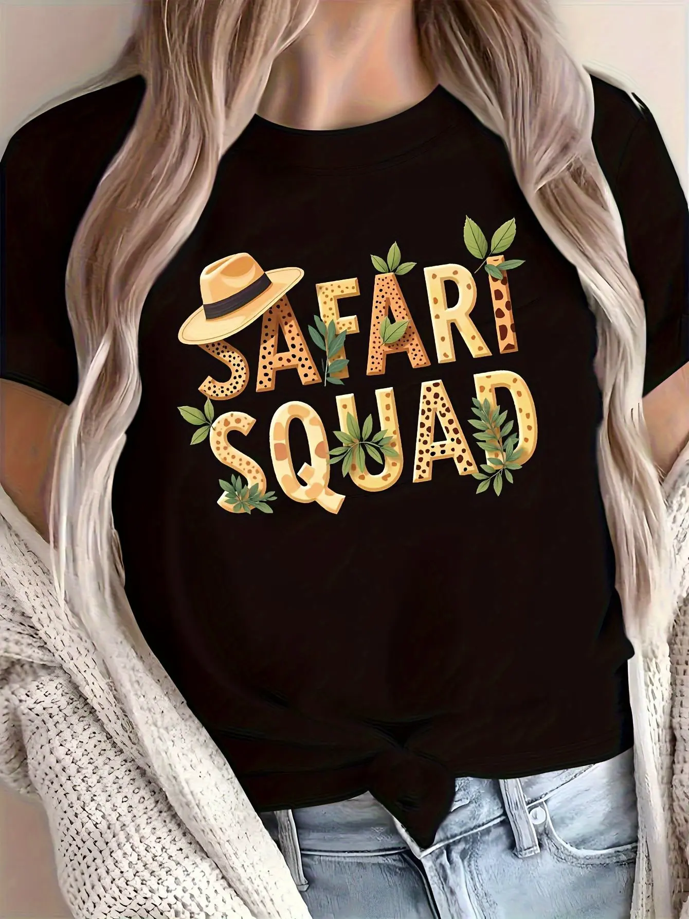 Men's Safari Squad African Wildlife Print T-Shirt unisex soft cotton short sleeve t shirt, vintage graphic casual tee for men women teens, perfect birthday holiday gift for camping travel gym daily street  wear