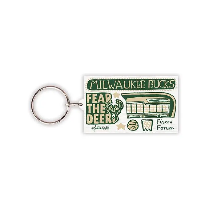 All Over Print Milwaukee Bucks Wooden Keychain