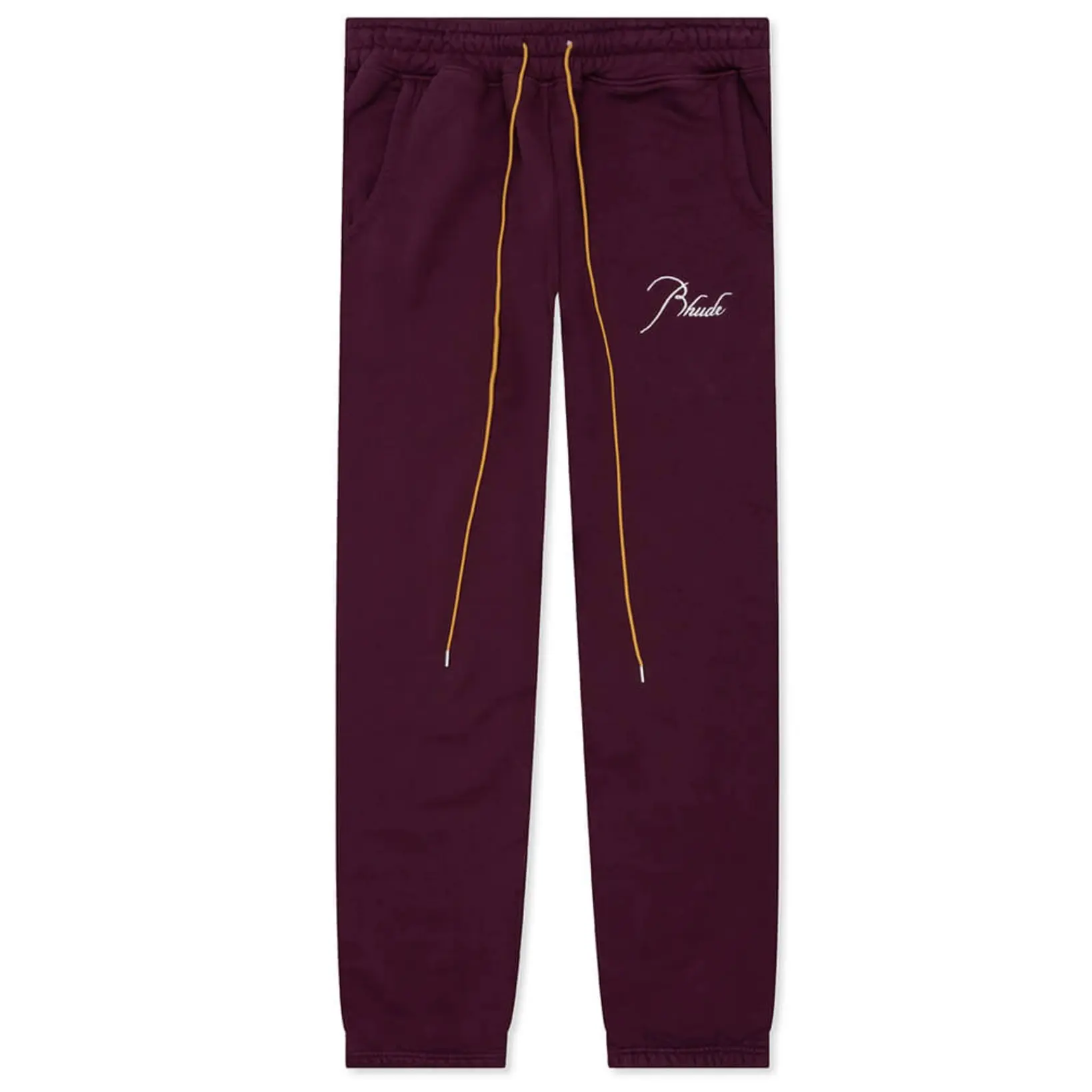 RHUDE Authentic Men's Heavyweight Embroidered Logo Sweatpants Burgundy LG MSRP: $765.00