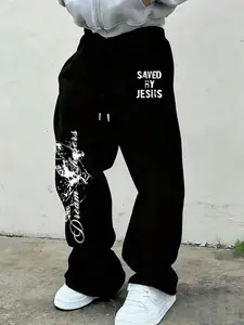 Men's minimalist letter print Training Sweatpants, Workout Pants, comfortable to wear, casual and stylish, with pockets, suitable for all seasons and everyday wear.