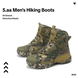 5.AA Men's Suede High-Top Lace-Up Wide-Toe Military Boots - Lightweight, Breathable, Non-Slip Hiking Shoes for Mountaineering, Camping - All-Season, All-Terrain Multifunctional Outdoor Footwear