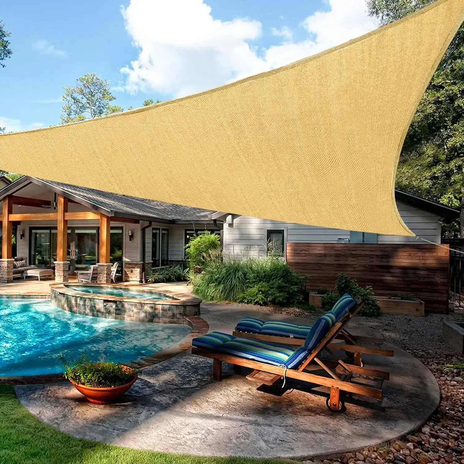 Shade Sail for Garden & Pool Breathable Woven Beige Triangle Sun Shade Sail 3x3x3m Premium Material 95% UV Blocking Outdoor Canopy Shelter
