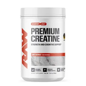 RAW NUTRITION Creatine Monohydrate Supplement Powder, 510g, 100 Servings, Unflavored, Natural Formula for Workout & Fitness Muscle Support