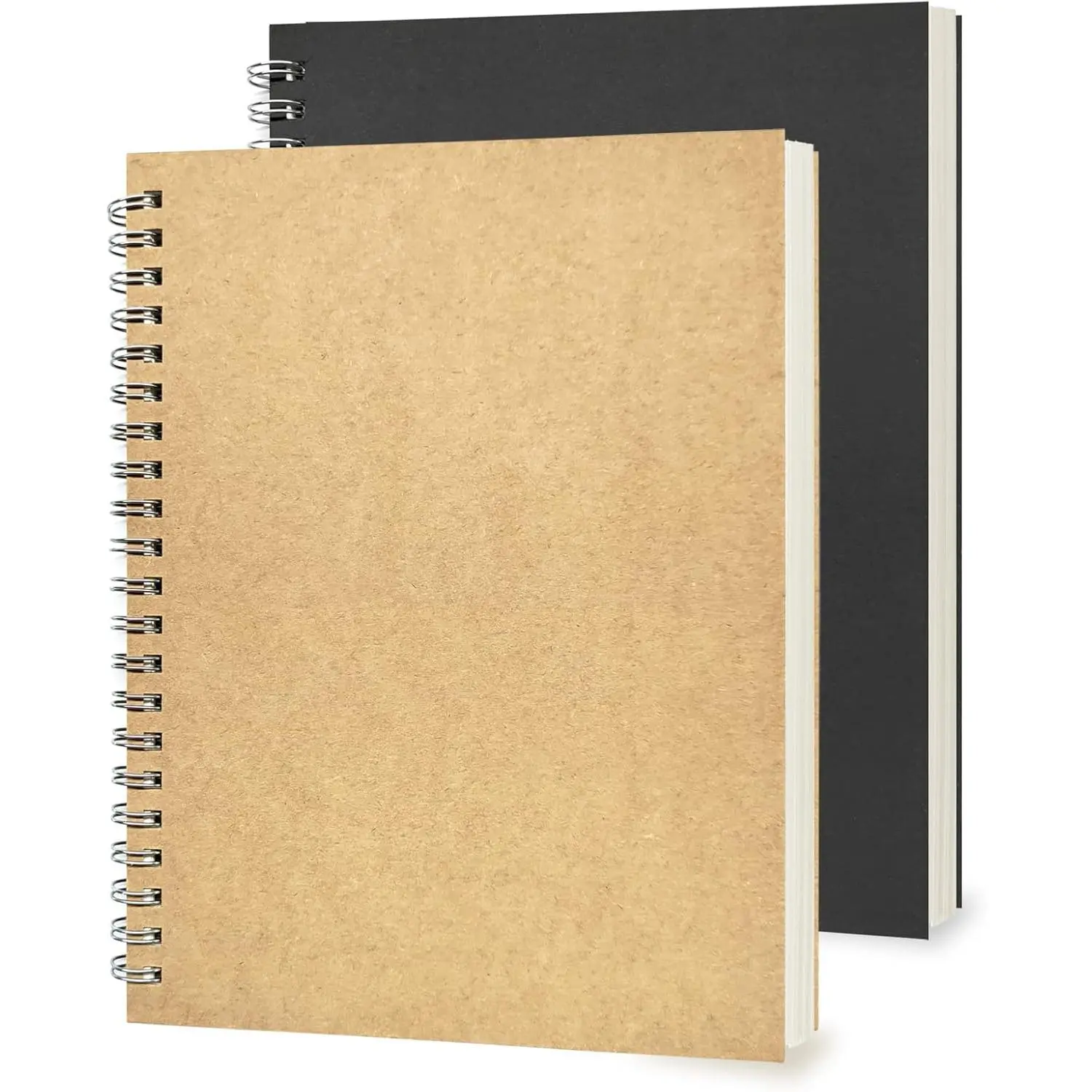 2-Pack Wirebound Spiral Notebook, College Ruled, 100 Pages (50 Sheets), 7.48x5.11in (19cm Equivalent), Lightweight Acid-Free Paper, Brown Hard Cover, Office Stationery for Students