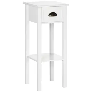 HOMCOM 2-Tier Side Table with Drawer, Narrow End Table with Bottom Shelf, for Living Room, Set of 1