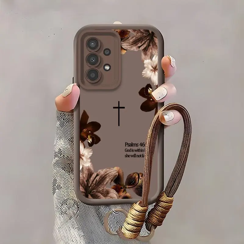 Suitable for [Galaxy A32 4g] high-end women's phone case🥰，a beautiful lanyard is included，Sophisticated Floral Patterns，drop-resistant and fingerprint-resistant YM99