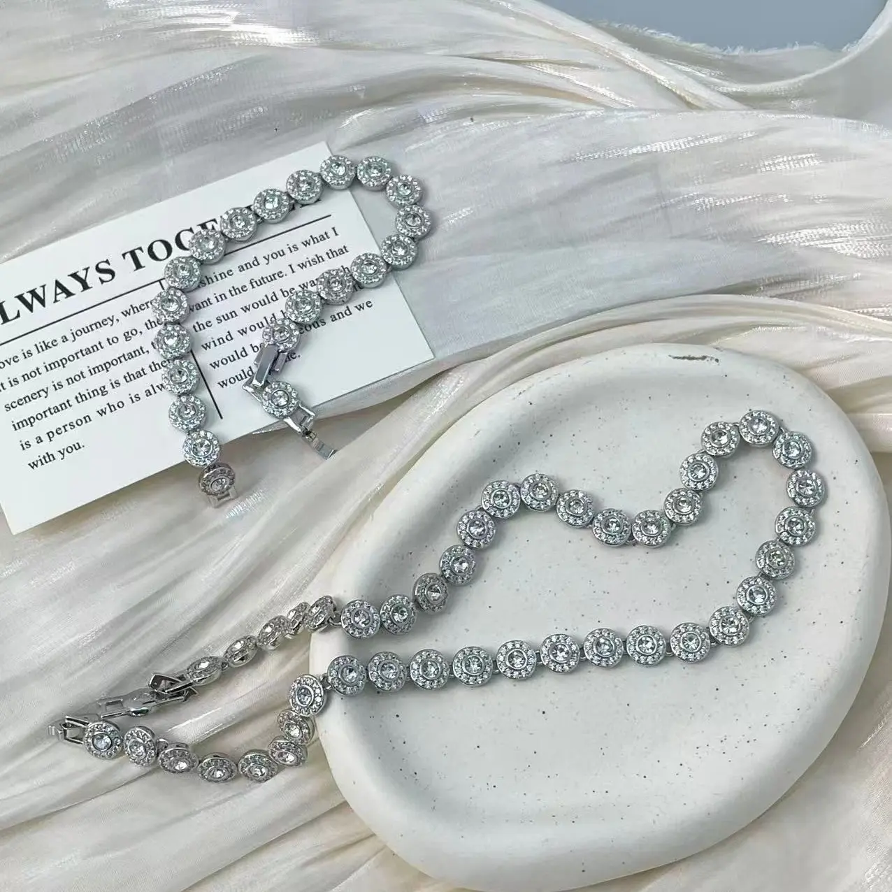 Elegant Fashion 3-Piece Jewelry Set - 43cm Bracelet, Glamour Wedding Earrings, Suitable for Parties & Everyday Wear, Ideal Festive/Party Gift, Elegant Jewelry Set, Fashion Jewelry Set