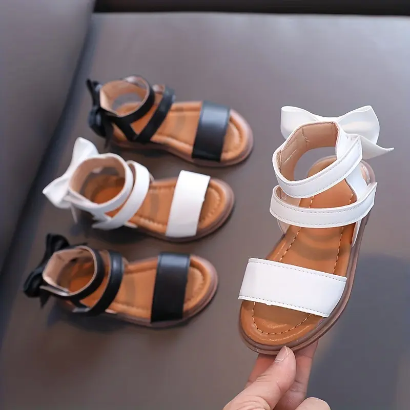 Toddler Girls' Princess Sandals - Soft Sole, Closed-Toe, Prop 65 Safe, Princess Look, Bow, 1 cm or Less Flat Heel for Summer Beach Fun